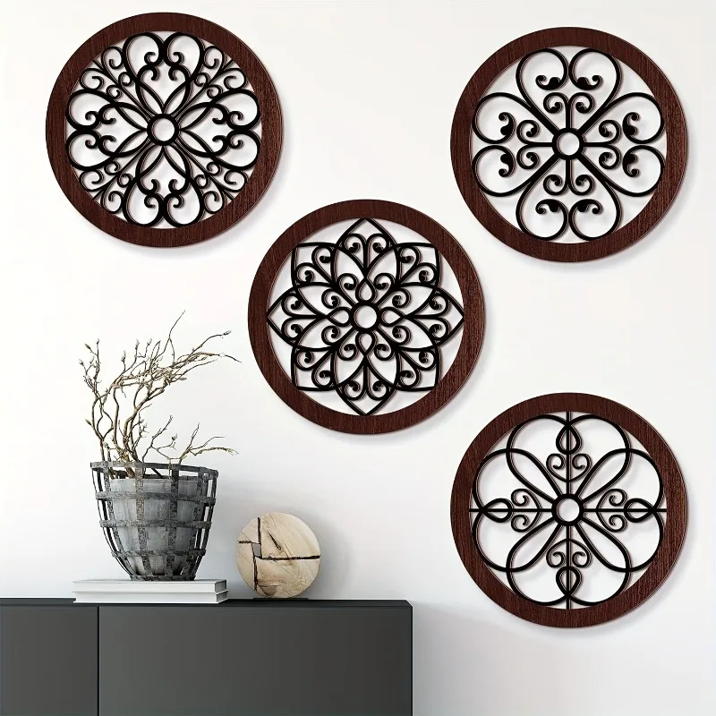 Vintage Round Wooden Wall Decor Classic Hanging Door Sign Rustic House Number Plaque Wooden Label Decorative Hanging Plaque Home