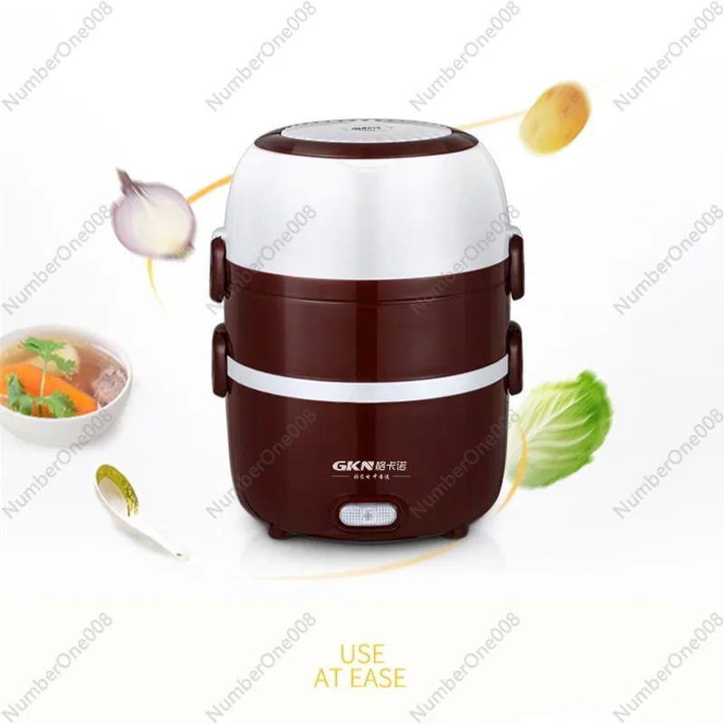 Mini rice cooker white porcelain liner 2/3 layer steamer portable meal heating lunch box food box warmer rice cooker