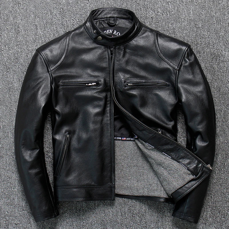 

2025 Men's Leather Motorcycle Jacket Spring Leather Men's Leather Jacket Men's Motorcycle Jacket