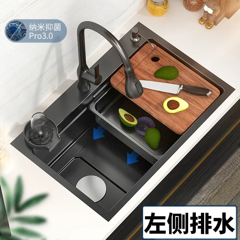 

Нано-раковина, большая одинарная кухонная раковина для овощей, вставная левая сторона, Rhone