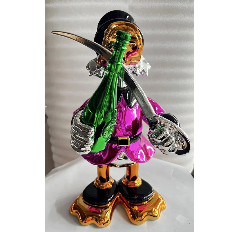 #@Wholesale Custom High Quality Duck Sculpture Electroplating Fiberglass Duck Sculpture Pop Art Sculpture
