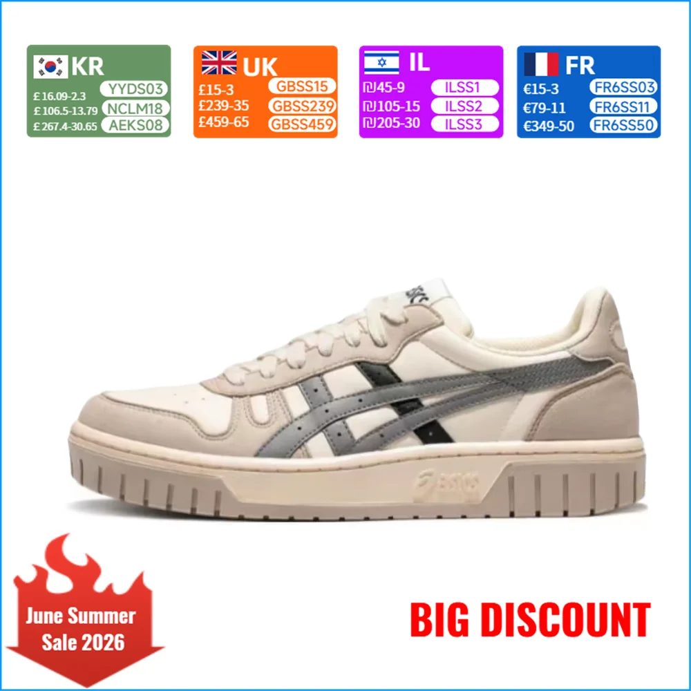 

ASICS Court MZ Unisex Low-Top Sneakers – Durable, Anti-Slip, Shock-Absorbing & Supportive, White/Gray 1203A127-700