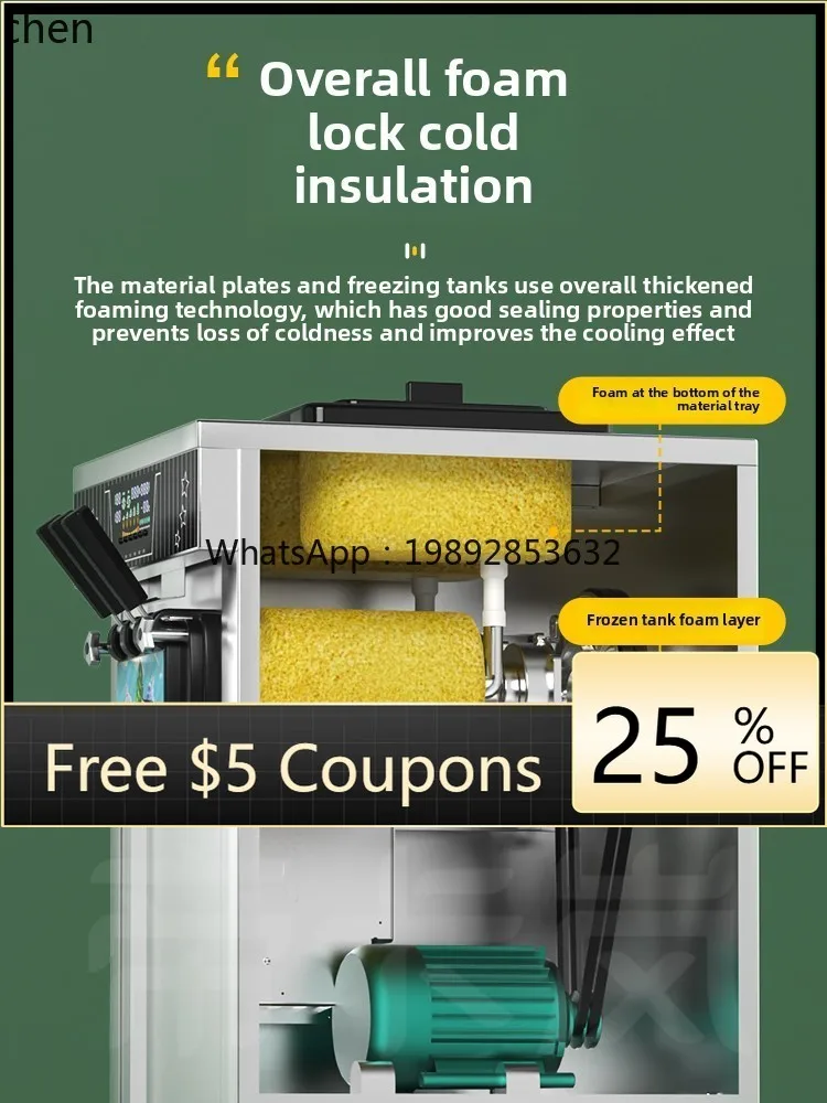 ZZ ijskraam commerciële no-cleaning ijsmachine automatische driekleurige ijsmachine kegel