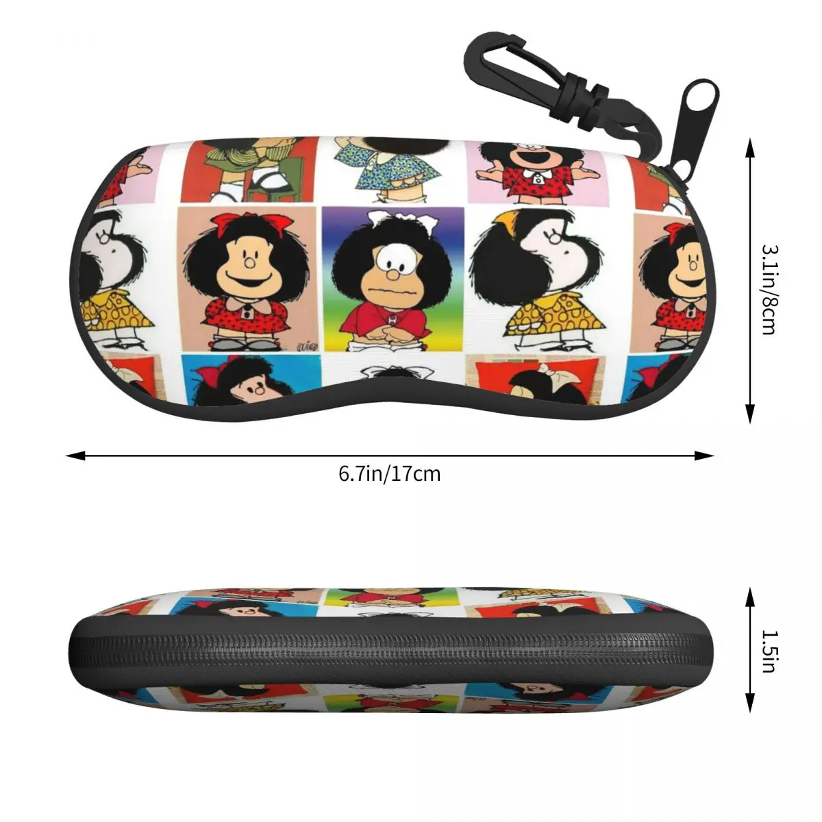 Kawaii kreskówka Anime w kratę Mafalda etui na okulary lekkie etui na okulary pudełko w pudełko na okulary