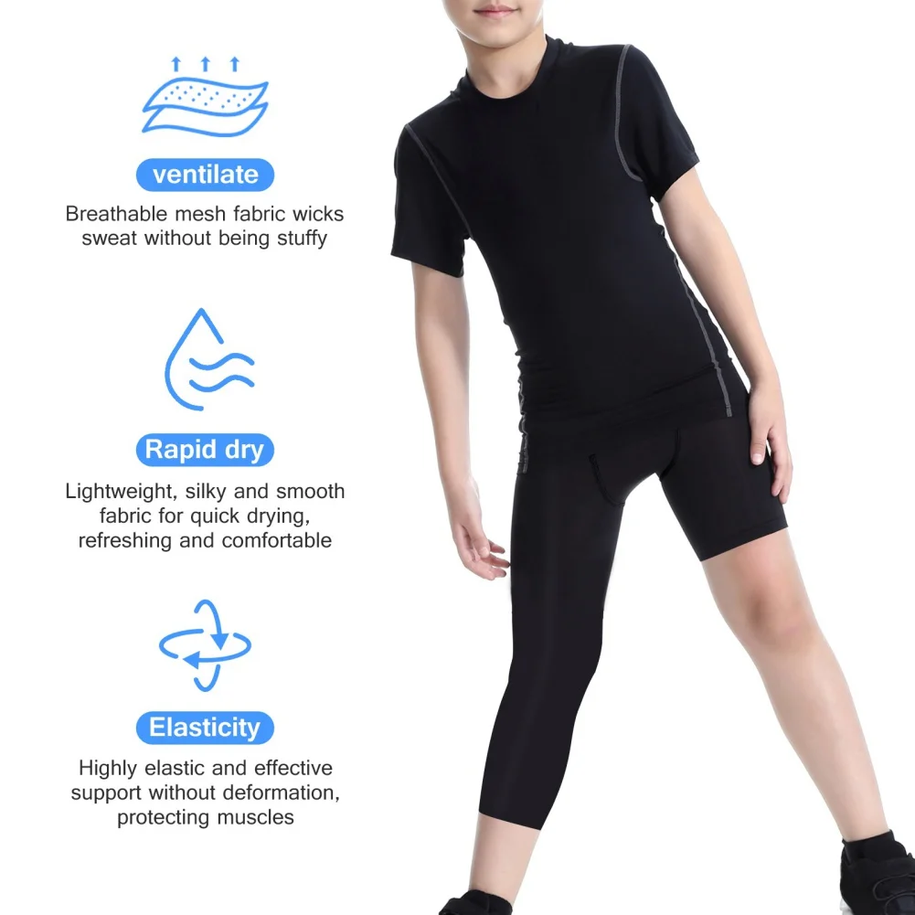 Boys' Shorts Athletic Pants Base Layer Running Basketball Shorts Children's Basketball Pants Compression Leggings