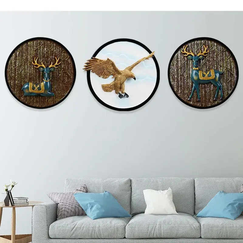 Deer Head/Eagle Three-dimensional Wall-mounted Ornaments Living Room Decoration Backdrop Display Animal Wall Hanging Accessories