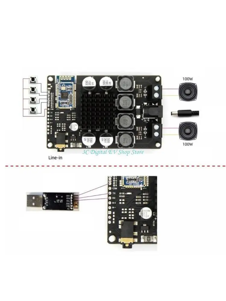 E74D Bluetooth-совместимый приемник 5,0, модули усилителя мощности, 2x100 Вт/80 Вт, мощная плата усилителя звука DC8-26 В