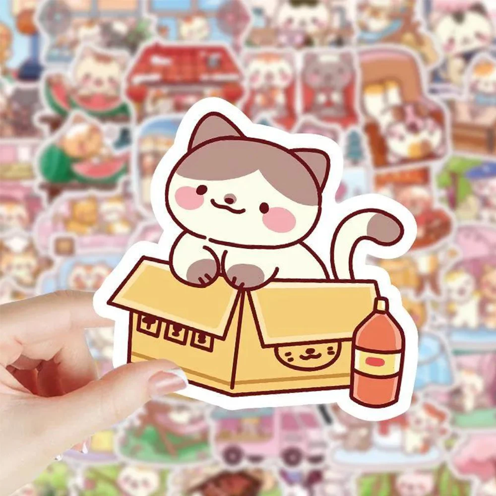 Cute Cartoon Cat Graffiti Adesivos, Decalques de Animais Kawaii, Computador portátil, Telefone, Notebook, Mala, Adesivo Decoração, Brinquedos Infantis, 10 Pcs, 30 Pcs, 60Pcs