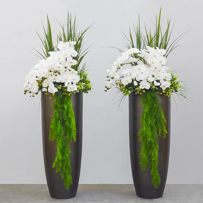 

LMM silver gray flower arrangement glass fiber reinforced plastic floor vase simple modern home frame