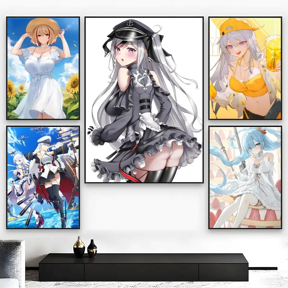 Gacha Game Azur Lane Poster High-Grade For Home Room Bar Cafe Decoration Art & Present