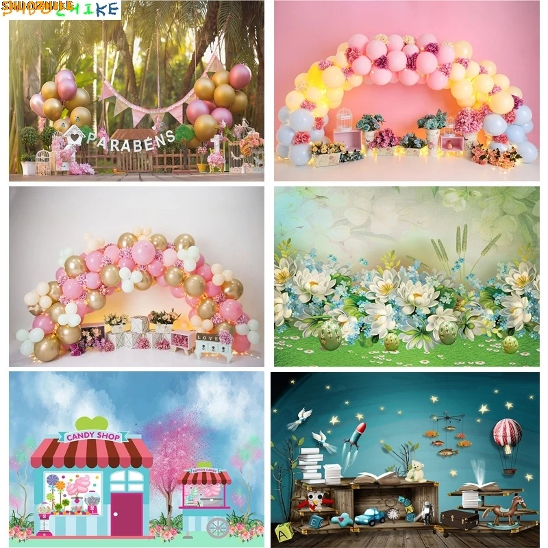 

Jungle Happy Birthday Photography Backdrops Newborn Air Balloon Party Decorations Portrait Photo Studio Background VG-06