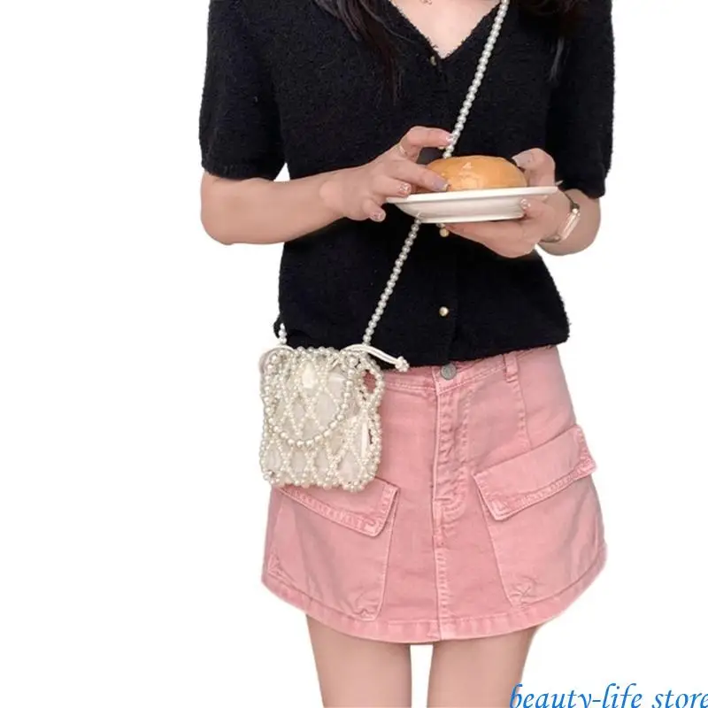 

Elegant Women's Handbag Modern Crossbody Bag Hollow Shoulder Purse Drawstring Bucket Handbags For Evening Parties 517D