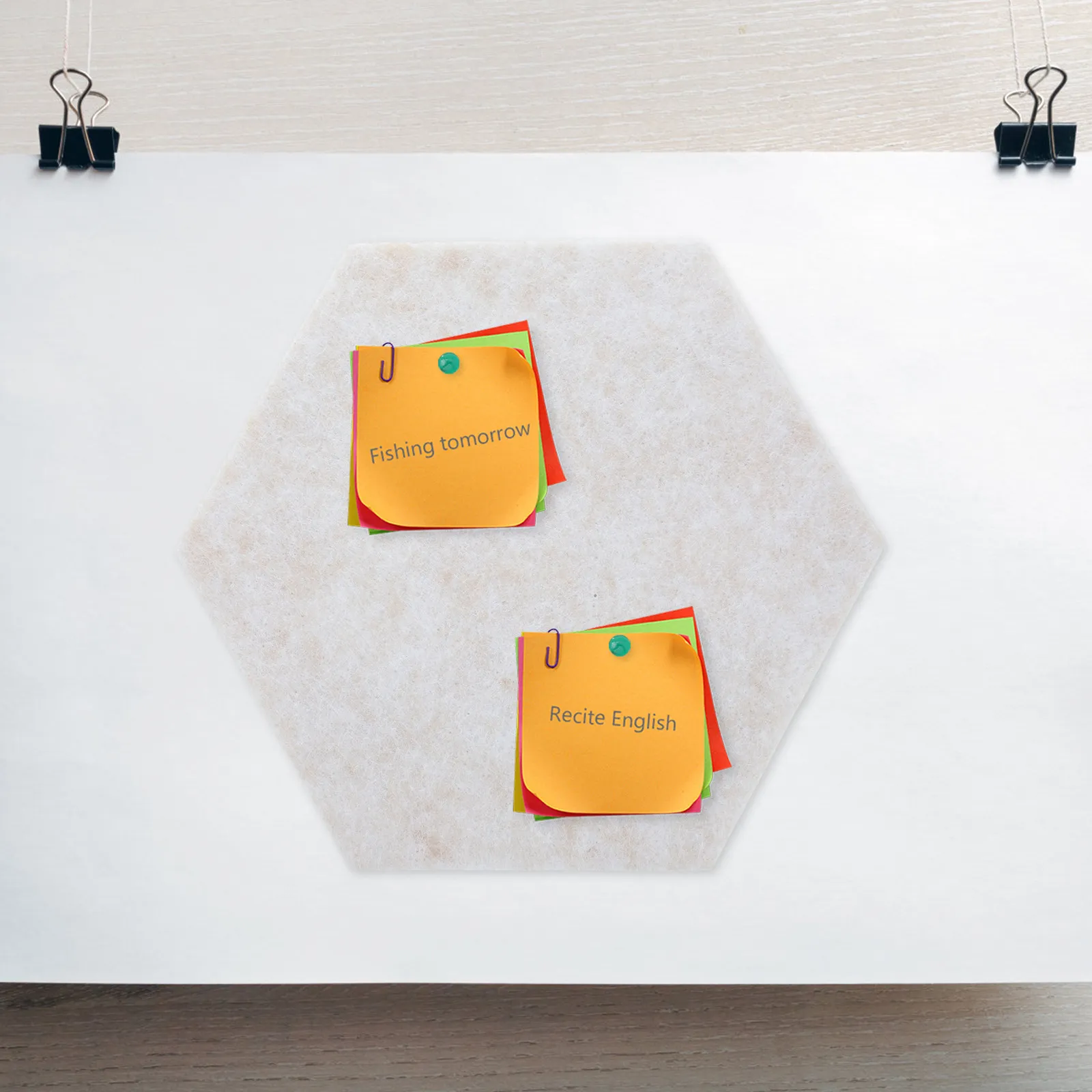 1Set Hexagonal Felt Board Wall Tiles Bulletin Board for Photo Display Reminder Message Memo Office Classroom Decorative