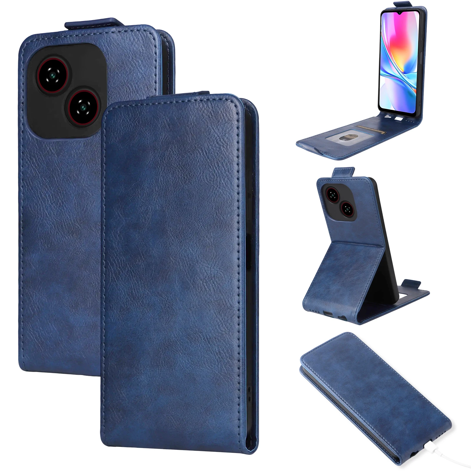 

For ZTE Blade A35E Z2466 Flip Vertical Case Retro Smooth Skin Leather Full Cover Card Holder For ZTE Blade A35E Z2466 Phone Bags