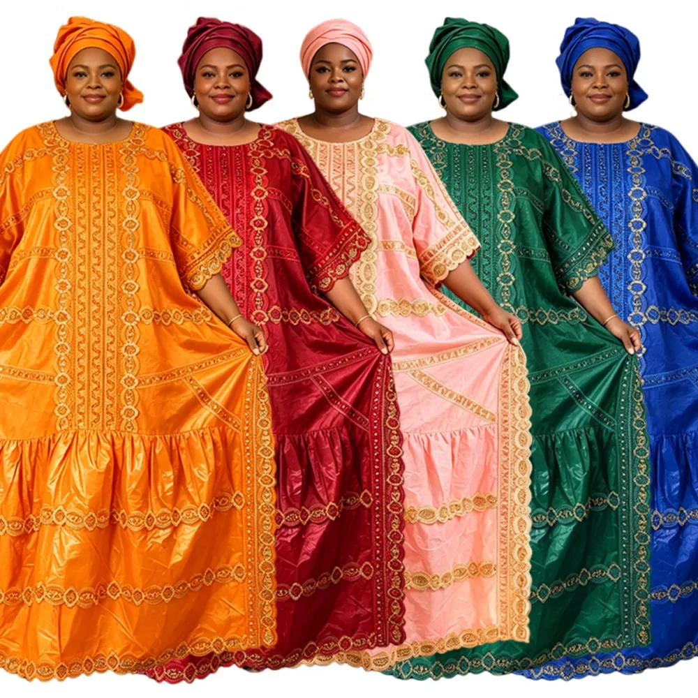 2027 Plus Size African Clothes for Women Dashiki Ankara Embroidery Robe Bazin Design Wedding Party Dresses Christmas Gowns