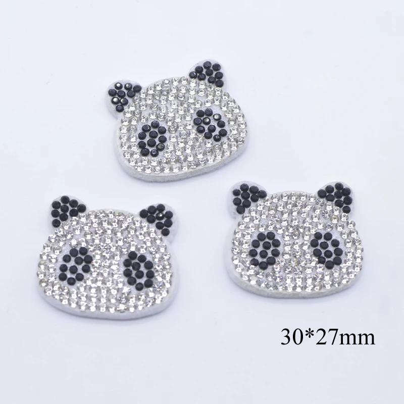 10Pcs Bling Kawaii Panda Abelha Rhinestone Patches for DIY Clothes Hat Sewing Decor Headwear Hair Clips Supplies Accessories