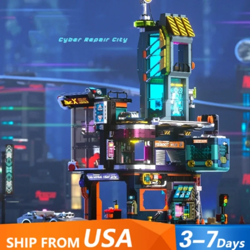 2098PCS Cyber Repair House Building Set Città Appartamento Architettura Modulare Building Block Modello di Montaggio Kit Regalo Giocattolo Di Natale