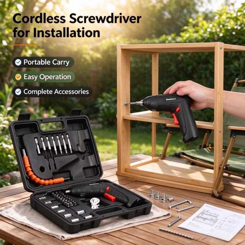Stocking Stuffers Portable Cordless Electric Screwdriver, 2 in 1 90° Rotatable Rechargeable Screwdriver with LED Light, Handheld