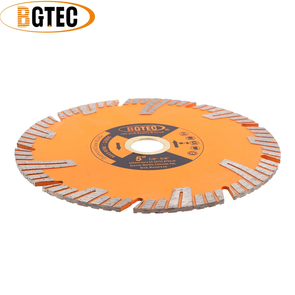 BGTEC 1pc Diamond Cutting Disc Dia115/125/180/230mm Marble Tile Quartz Granite Circular Saw with Protection Teeth Cut Blade