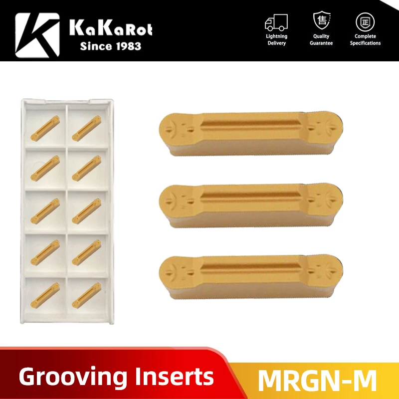 

KaKarot 10pcs Carbide Insert Steel MRGN300 M MRGN200 MRGN300 MRGN400 MRGN500 M Slot Grooving YT6020 LatheCNC Cutter