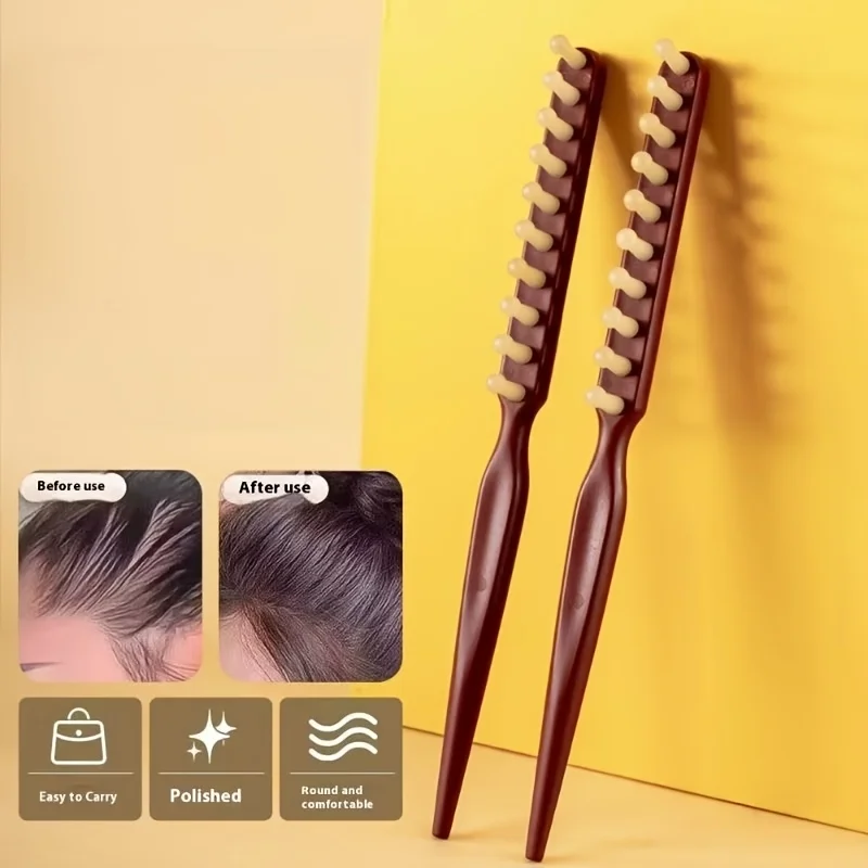 1PCS Natural Boar Bristle Wood Handle Hair Brush Anti‑static Scalp Massage Fluffy Hair Comb Barber Hairdresser Styling Tool`