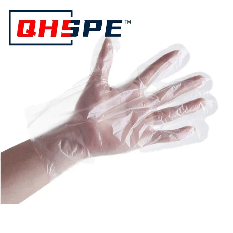 

100-500 Pieces Disposable Transparent Plastic Gloves, Free of Latex, for Kitchen Cleaning and Barbecuing,