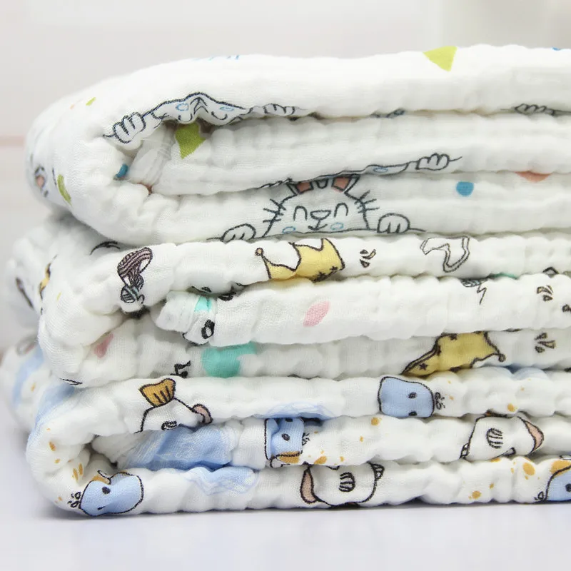 1 Piece Wasoyoli Swaddles 110*110cm 6 Layers 100% Seersucker Muslin Cotton High Density Christmas Blankets Bath Hold Wraps