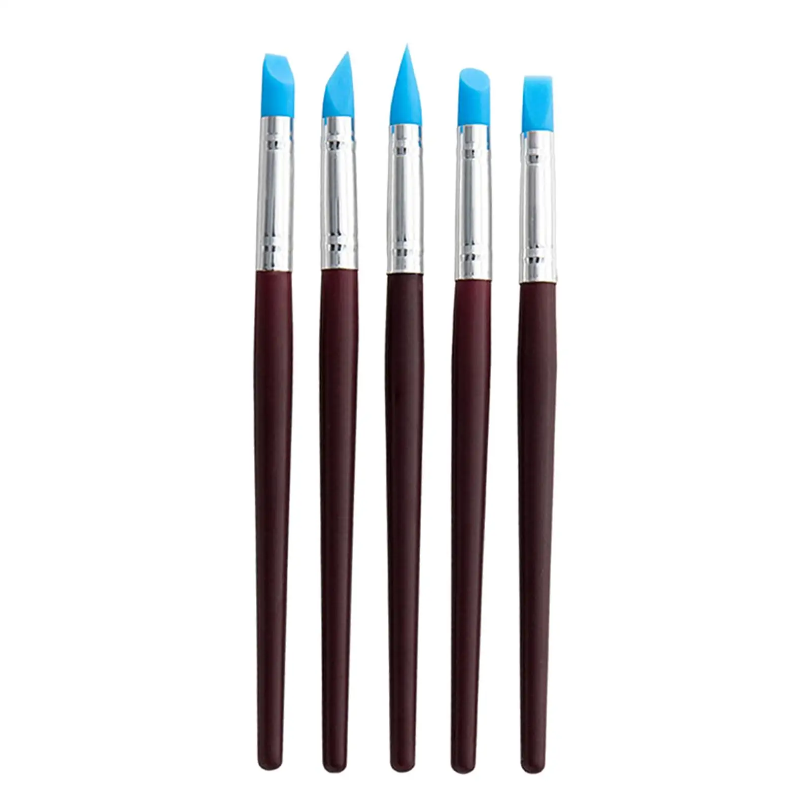 5x Clay Tools, Silicone Clay Sculpting Tools, Rubber Tip Paint Brushes Set Pottery Clay Tools for Decorating Carving