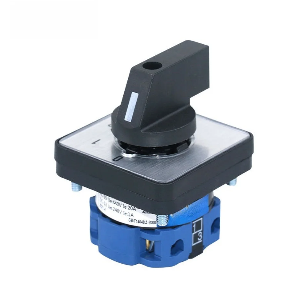

SZW26 20A Three Position 1 Section Changeover Switch Control Panel Mount 64x64mm Complies With RoHS, FOR Ce, And CCC Standards