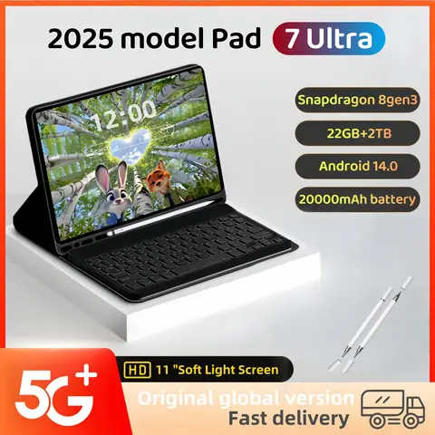 2025 미패드 7 프로 울트라 최신 글로벌 최초 태블릿 미 안드로이드 14 스냅드래곤 8Gen3 11인치 소프트 라이트 스크린 WiFi GPS WPS 5G PC