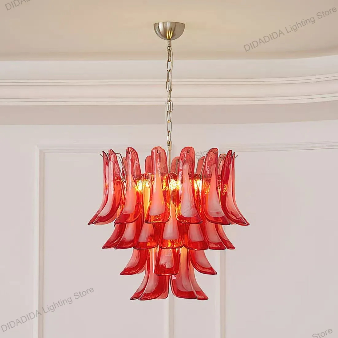 2025 Custom Murano Horseshoe Glass Pendant Lamp with Petal Design Multicolor Glazed Handmade for Ceilings Brass