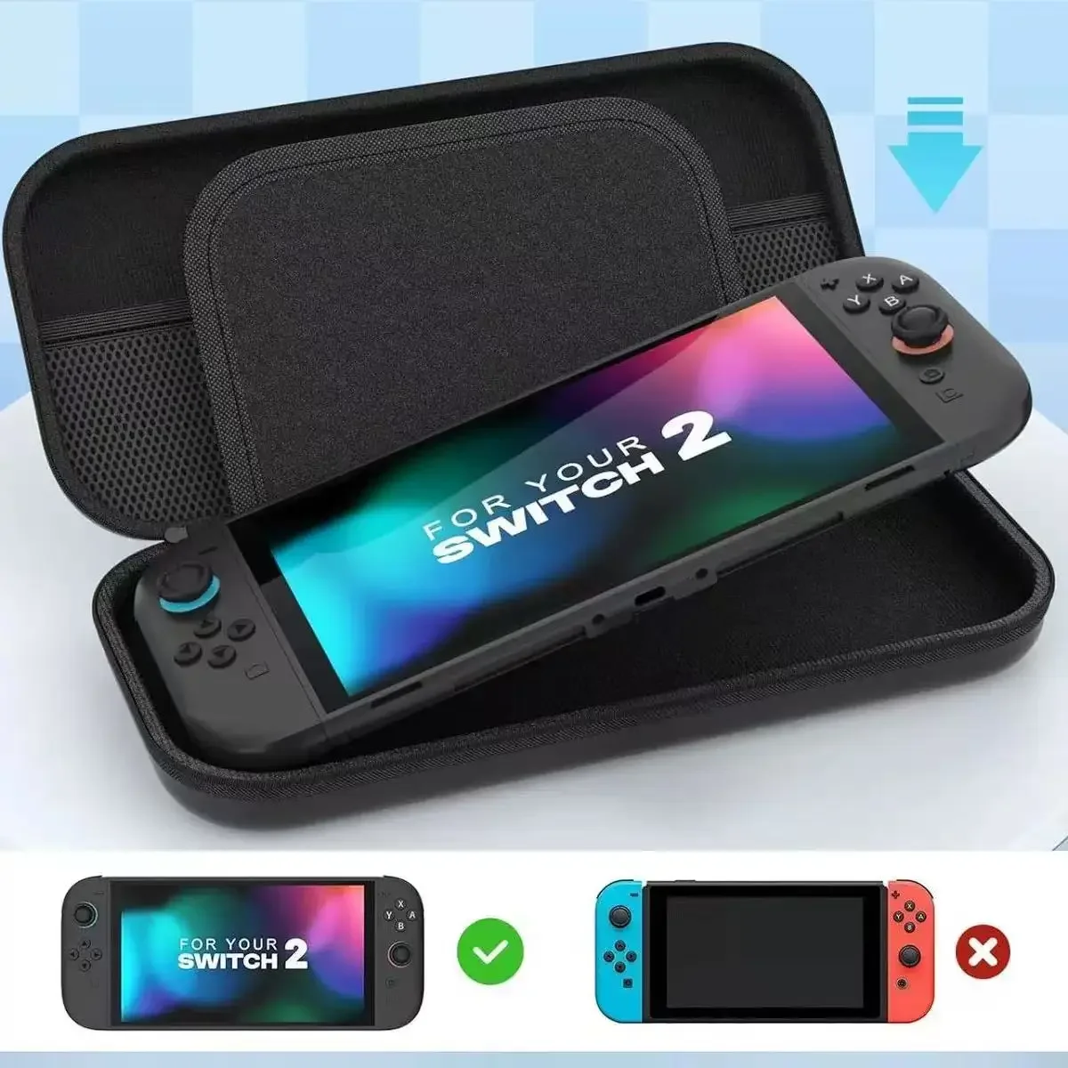 Protective Carrying Case for NS Switch 2 with Game Cards Slots Portable EVA Bag Storage Space for NS Switch 2 Accessories