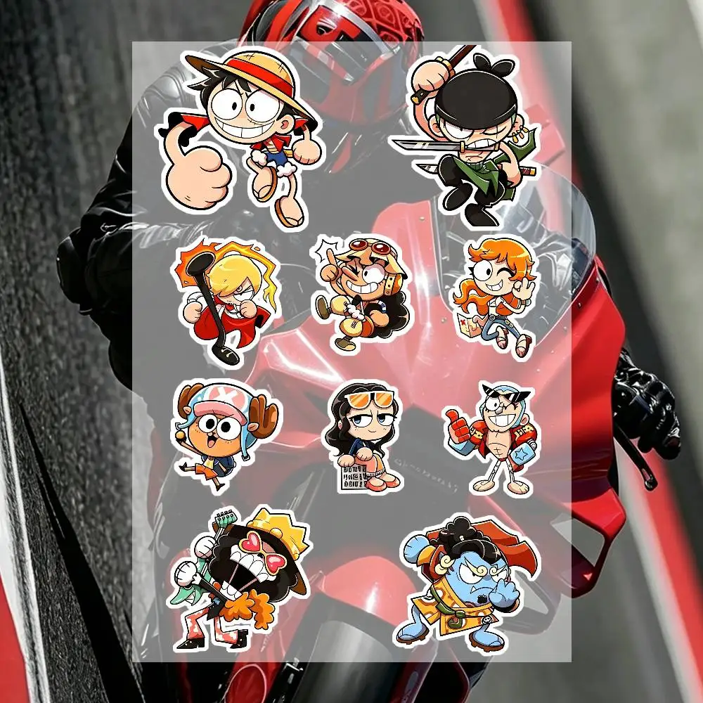 Anime One Piece Q Version Silver Vinyl Motorcycle Sticker Waterproof DlY Helemt Front Windshield Fuel Tank Scooter Vinyl Decal