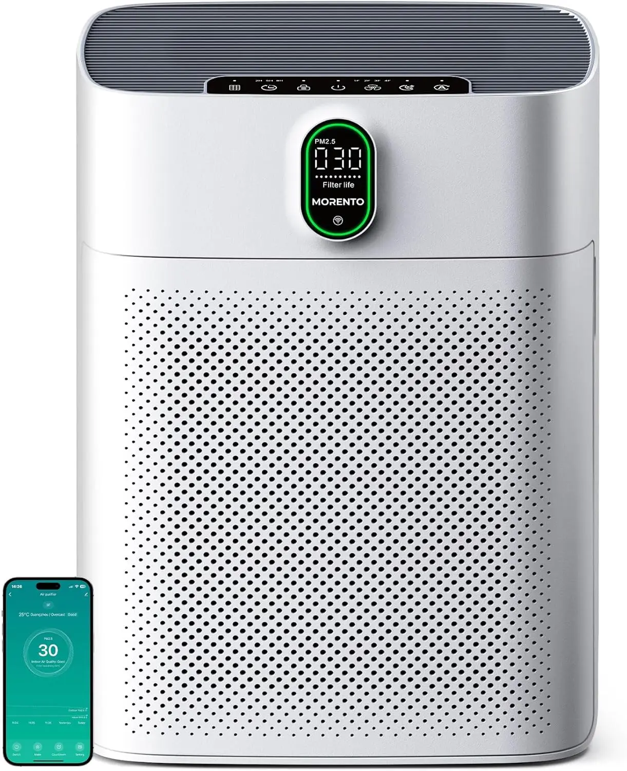 

Air Purifier for Large Room Up to 1076 ft², Wi-Fi & Alexa Control, PM2.5 Monitor, Auto Mode, HEPA Filter Removes Dust, Pollen