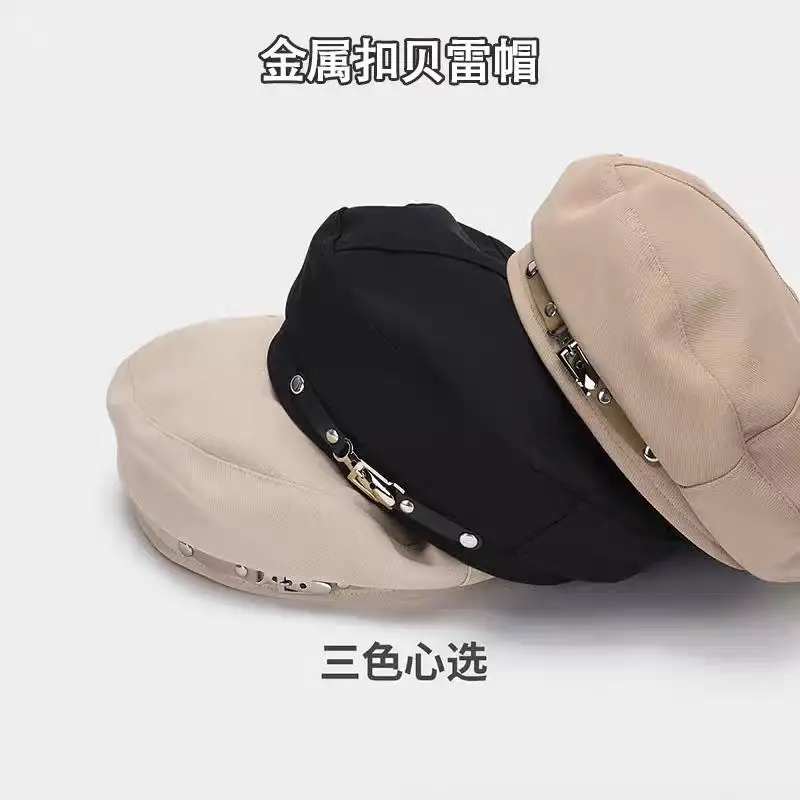 

Korean Beret Retro Style Newsboy Hat Women Adjustable Metal Buckle Beret British Painter's Hat Autumn Winter Elegant Accessory