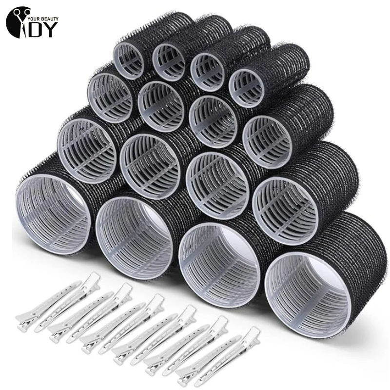 

24pcs Self-Grip Hair Rollers Heatless Curlers No Heat Hair Bangs Volume Self-adhesive Hook & Loop DIY Styling Tools