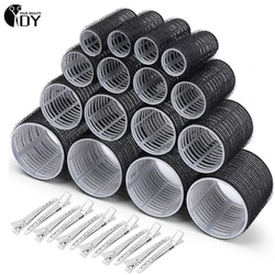 24pcs Self-Grip Hair Rollers Heatless Curlers No Heat Hair Bangs Volume Self-adhesive Hook & Loop DIY Styling Tools