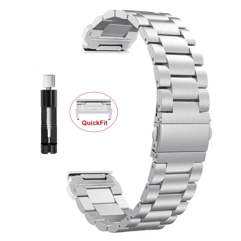 Correa de Metal para Garmin Fenix 8 8X 7 7X Pro 6 6X Plus, correa de acero inoxidable para Garmin Fenix 7X Tactix7 QuickFit 22/26mm