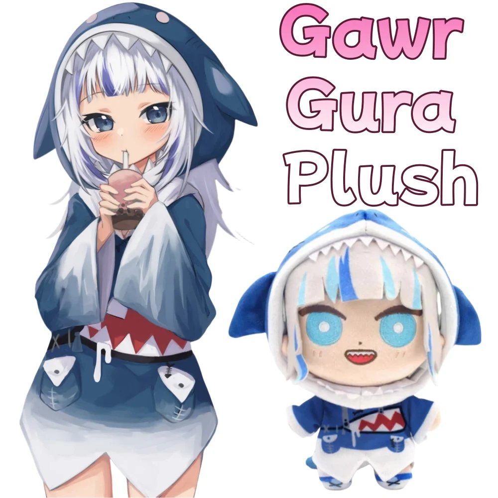 

Cute Gawr Gura Plush Toy Anime 20CM Cosplay Shark Soft Doll Plushie Figure Christmas Gift