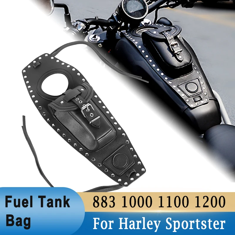 

Motorcycle Front Oil Fuel Gas Tank Storage Bag Rivet Design Panel Pad Bib Bag Pouch for Harley Sportster XL883 XL1200 1100 1000