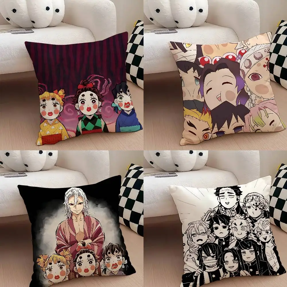 

Cute Anime D-Demon S-Slayer Pillow Case Throw Pillow Cover Nordic Vintage Style Cushion Covers Home Living Room Sofa Couch Seat