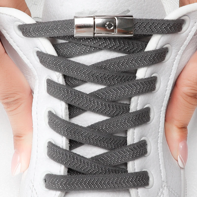 Press Lock Shoelaces Without ties 8MM Width Flat Elastic Laces Sneakers Kids Adult No Tie Shoe laces Shoes Accessories