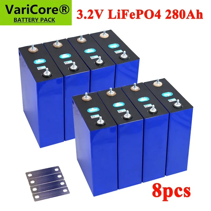 8pcs VariCore 3.2V 280Ah lifepo4 DIY 12V 24v Rechargeable battery pack for Golf cart Electric car Solar Energy M6 Nut TAX FREE