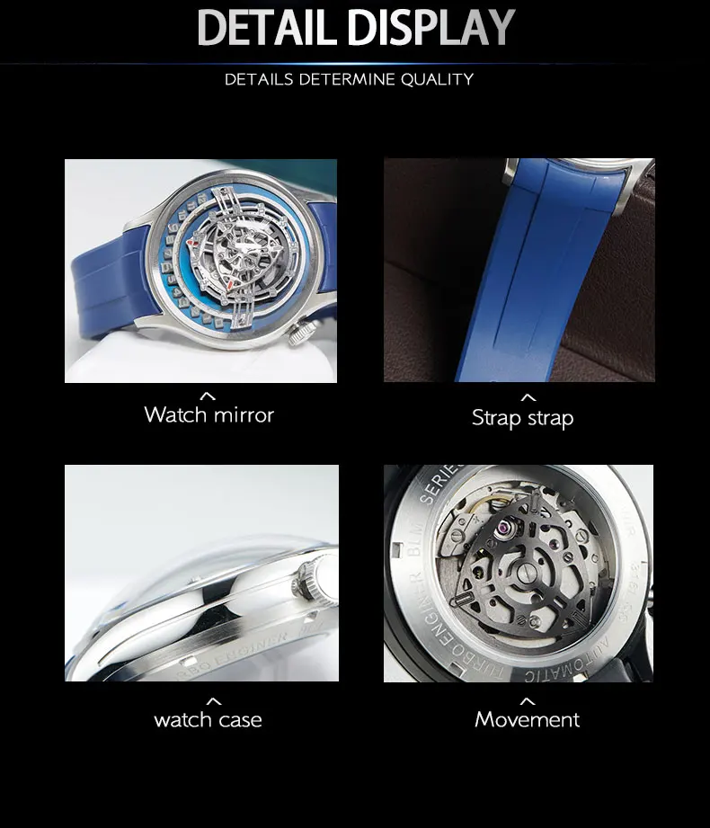 OBLVLO ساعة أوتوماتيكية للرجال 42 مللي متر تصميم جديد ساعة اليد الميكانيكية مضيئة 50 متر مقاوم للماء الياقوت الصغيرة الدوار الهاتفي