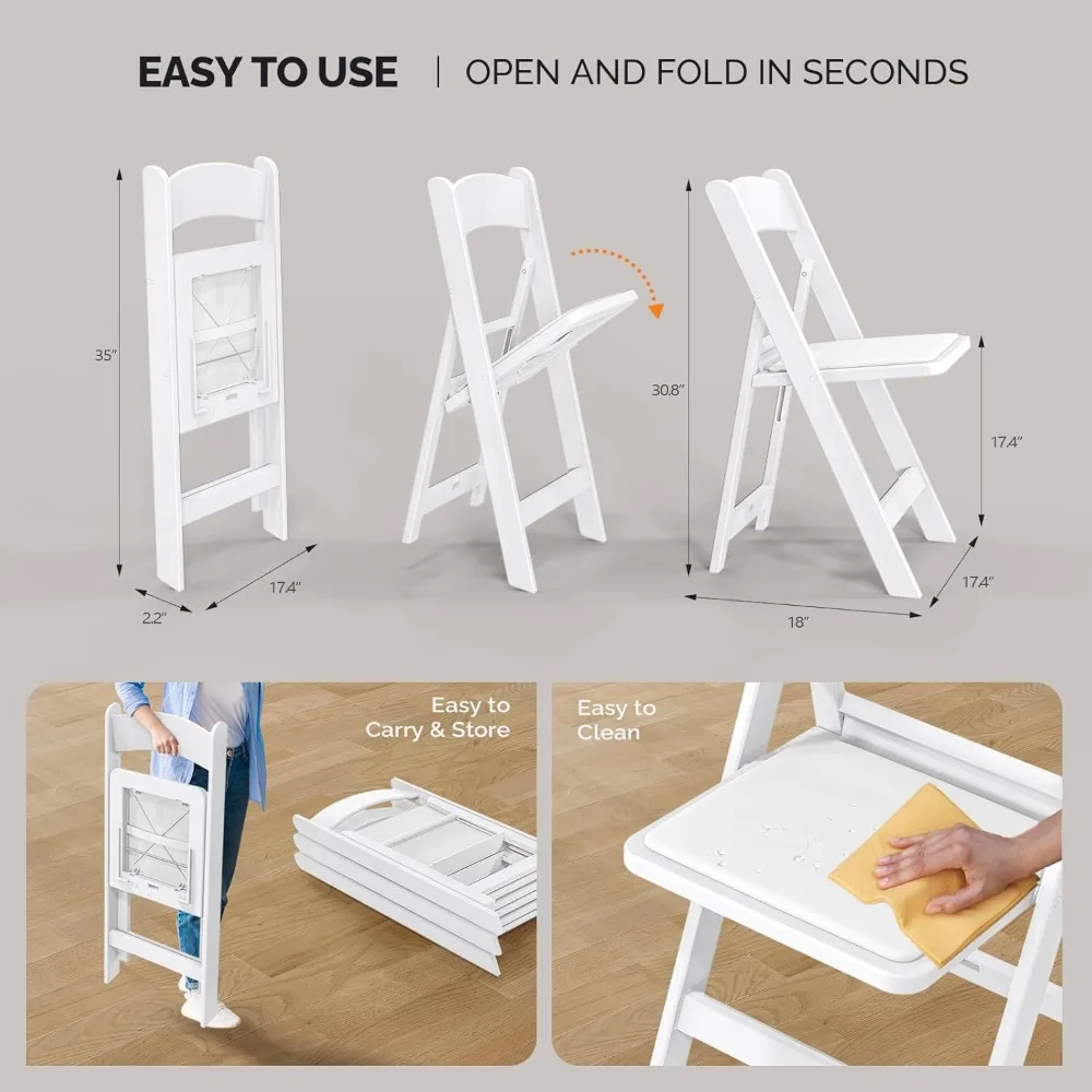 كراسي راتينج قابلة للطي مع وسادة، كرسي قابل للطي مع مقاعد مبطنة مريحة، مثالية لحفلات الحفلات الداخلية والخارجية #3