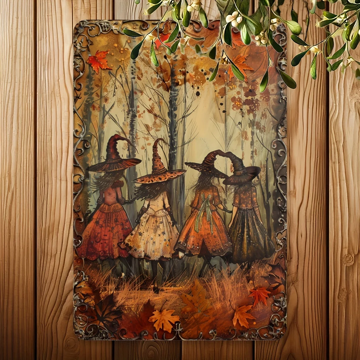 Witch in The Mysterious Forest - Vintage Metal Sign, Fantasy Art Style Wall Decoration, Suitable for Gyms, Cafes, Garages