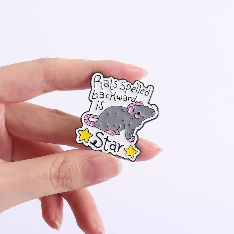 الفئران الإملائية إلى الخلف هو ستار بروش المينا دبابيس لطيف الوردي ماوس دبابيس ظهره شارة التلبيب مجوهرات إبداعية هدية للأصدقاء #4