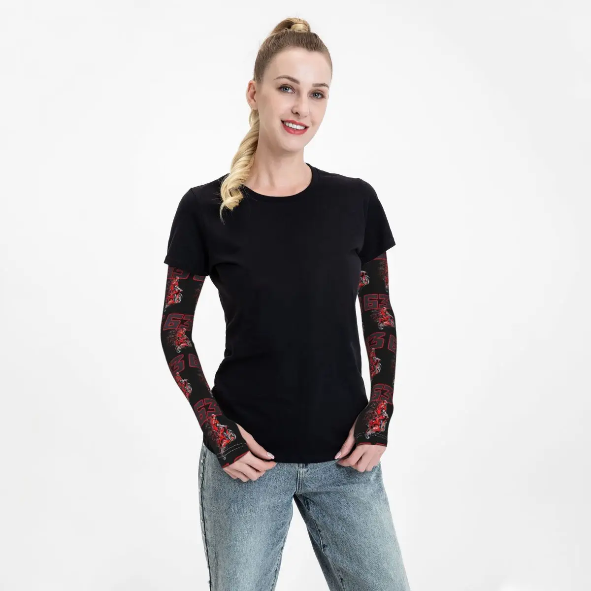 Pecco Bagnaia 63 Mangas de braço ao ar livre Capa de proteção solar UV Verão Seda gelada Mangas de tatuagem para ciclismo