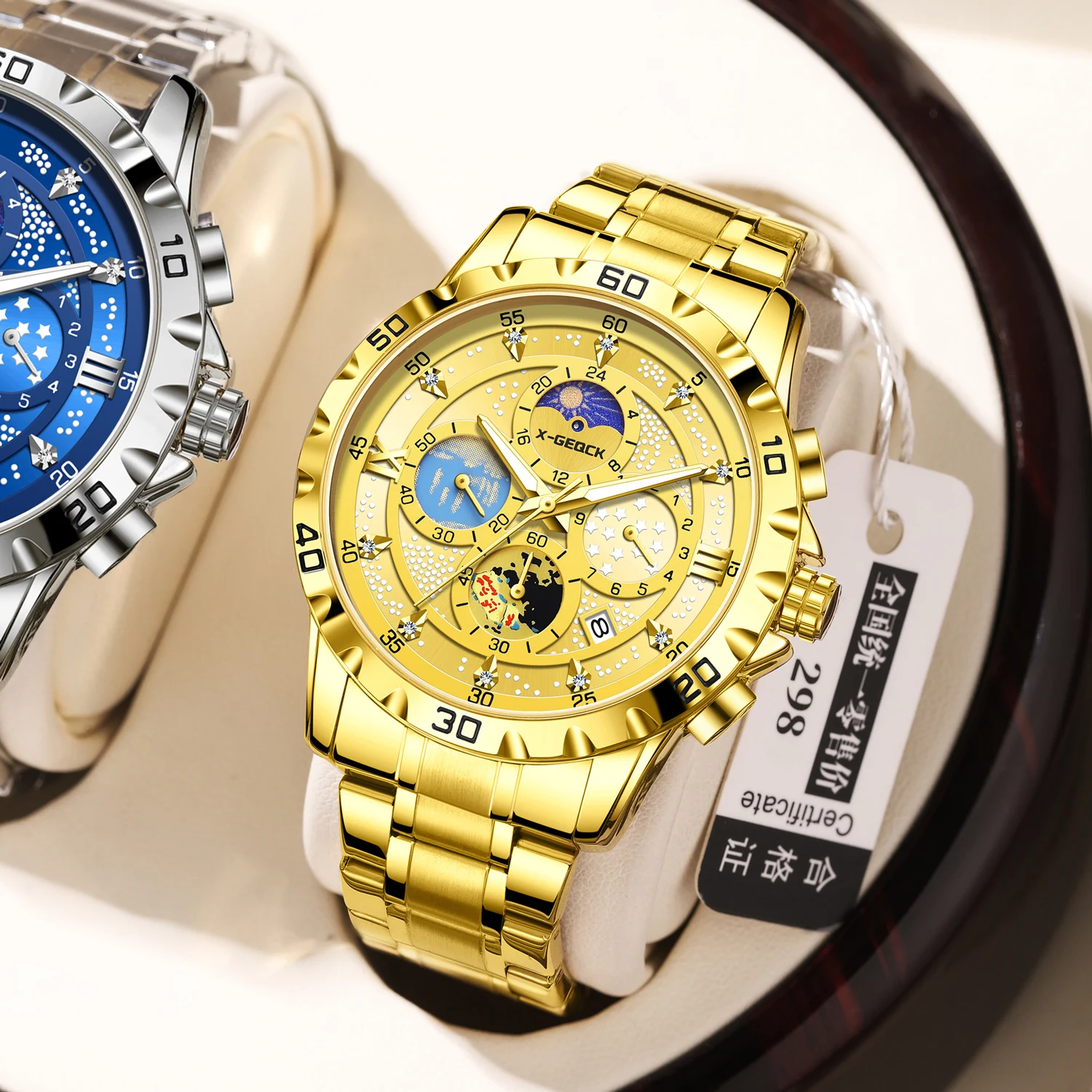 العلامة التجارية السويسرية المسجلة 2025 ساعات الموضة الجديدة للرجال شخصية متعددة الوظائف مقاوم للماء ساعات كوارتز رجالية مضيئة