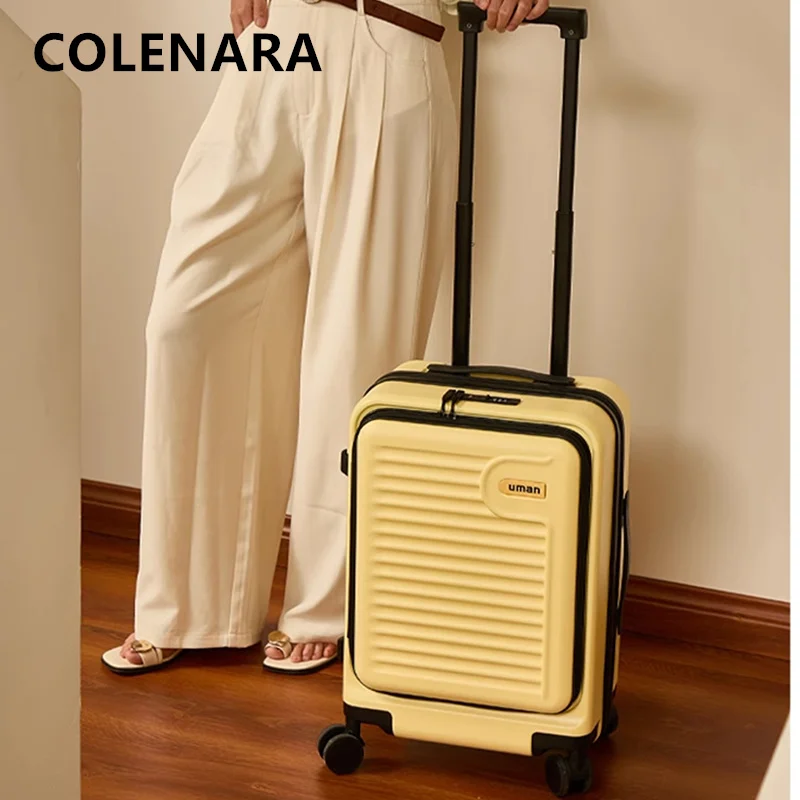 COLENARA Rolling Suitcase Wipe Opening Boarding Box Multifunctional Trolley Case ABS + PC Password Box 20